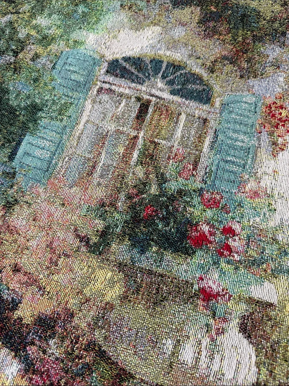VTG French style Secret Garden scene Floral Tapestry wall Wall Art Hanging 56x38